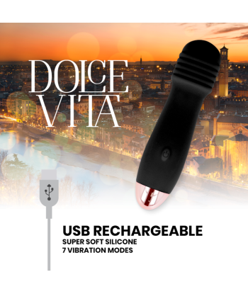DOLCE VITA - VIBRADOR RECARGABLE TRES NEGRO 7 VELOCIDADES