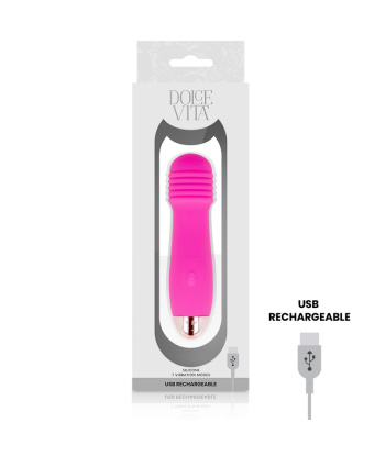 DOLCE VITA - VIBRADOR RECARGABLE THREE ROSA 7 VELOCIDADES