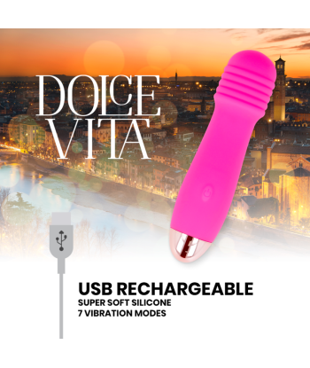 DOLCE VITA - VIBRADOR RECARGABLE THREE ROSA 7 VELOCIDADES