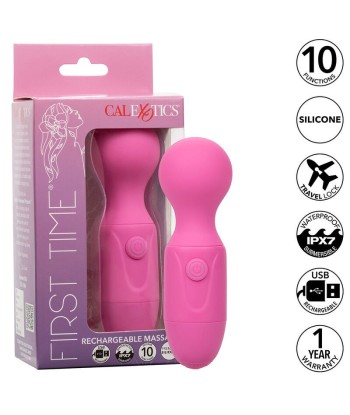 CALEXOTICS - FIRST TIME MASAJEADOR RECARGABLE 10 VIBRACIONES ROSA