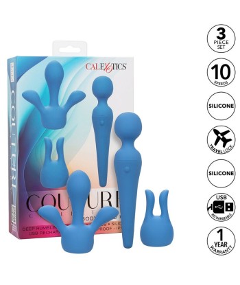 CALEXOTICS - COUTURE KIT VIBRADOR WAND 10 VIBRACIONES AZUL