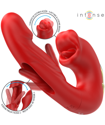 INTENSE - NATHY VIBRADOR DOBLE CON BOCA ESTIMULADORA MULTIFUNCIÓN ROJO