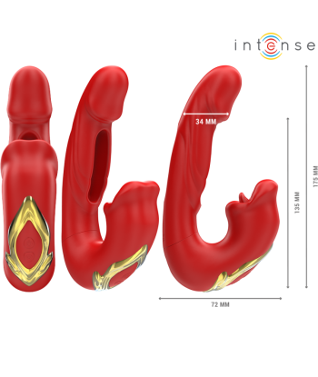 INTENSE - NATHY VIBRADOR DOBLE CON BOCA ESTIMULADORA MULTIFUNCIÓN ROJO