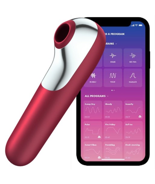 SATISFYER - DUAL LOVE VIBRADOR Y SUCCIONADOR CON AIRE PULSADO ROJO