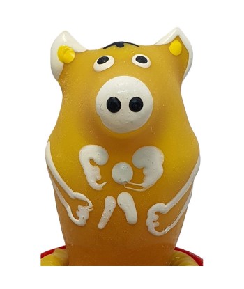 CONDOMERIE - PRESERVATIVO DECORATIVO PINTADO A MANO CERDO SENTADO AMARILLO