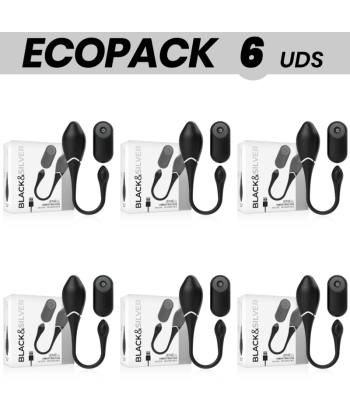 ECOPACK 6 UDS - BLACKandSILVER JENELL HUEVO VIBRADOR RECARGABLE