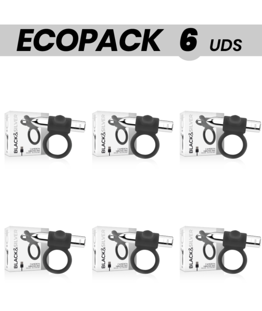 ECOPACK 6 UDS - BLACKandSILVER CAMERON ANILLO RECARGABLE SILVER