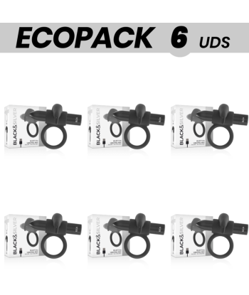 ECOPACK 6 UDS - BLACKandSILVER BURTON ANILLO 10 MODOS VIBRACION NEGRO