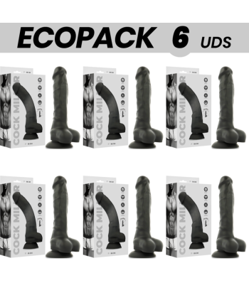 ECOPACK 6 UDS - COCK MILLER SILICONA DENSITY COCKSIL ARTICULABLE NEGRO 18 CM