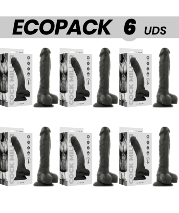 ECOPACK 6 UDS - COCK MILLER SILICONA DENSITY COCKSIL ARTICULABLE NEGRO 19,5 CM