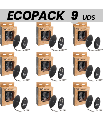 ECOPACK 9 UDS - WOMANVIBE ALSAN HUEVO CONTROL REMOTO NEGRO SILICONA NEGRO