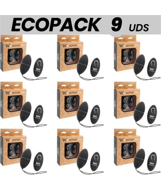 ECOPACK 9 UDS - WOMANVIBE ALSAN HUEVO CONTROL REMOTO NEGRO SILICONA NEGRO