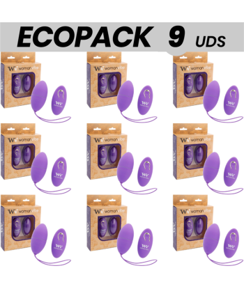 ECOPACK 9 UDS - WOMANVIBE ALSAN HUEVO CONTROL REMOTO NEGRO SILICONA MORADA