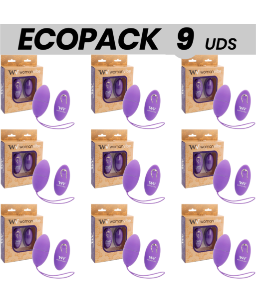 ECOPACK 9 UDS - WOMANVIBE ALSAN HUEVO CONTROL REMOTO NEGRO SILICONA MORADA