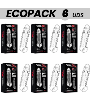 ECOPACK 6 UDS - VIRILXL EXTENSION Y FUNDA DE PENE V11 TRANSPARENTE