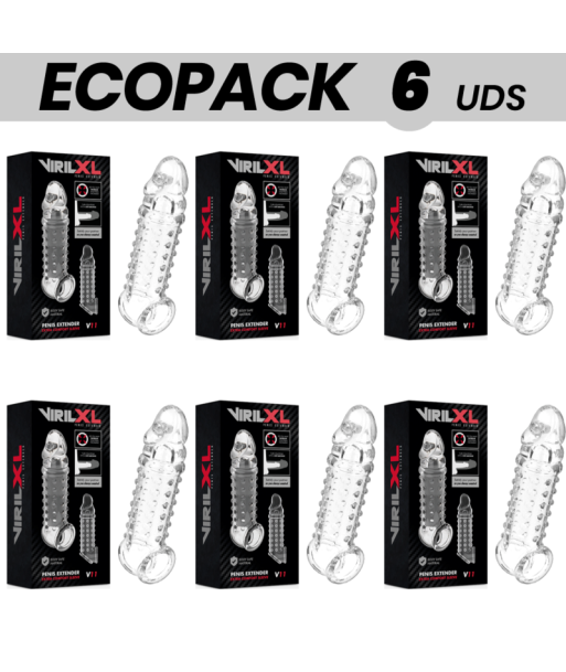 ECOPACK 6 UDS - VIRILXL EXTENSION Y FUNDA DE PENE V11 TRANSPARENTE