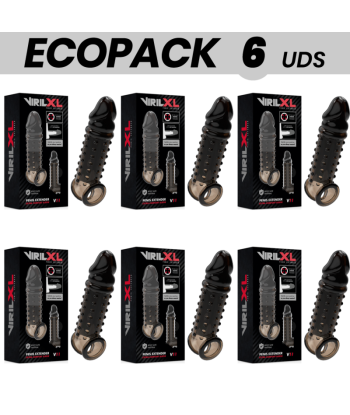 ECOPACK 6 UDS - VIRILXL EXTENSION Y FUNDA DE PENE V11 NEGRO