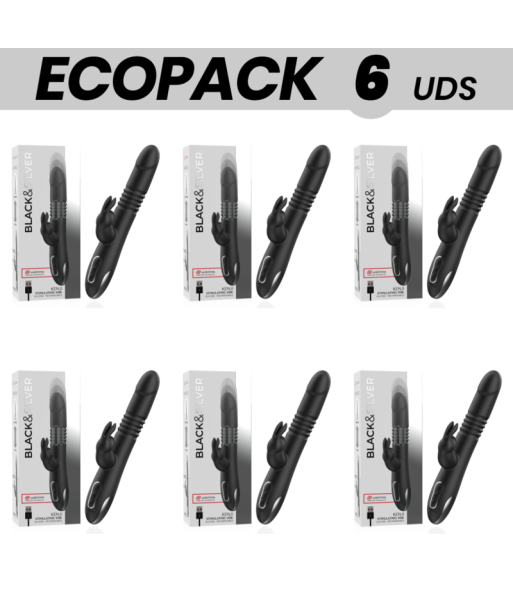 ECOPACK 6 UDS - BLACKandSILVER KENJI VIBRADOR RABBIT UP and DOWN COMPATIBLE CON WATCHME