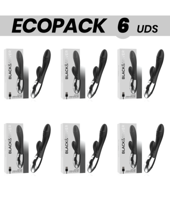 ECOPACK 6 UDS - BLACKandSILVER KALEB VIBRADOR RABBIT SILICON MILTI FUNCION