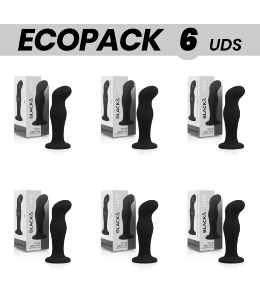ECOPACK 6 UDS - BLACKandSILVER SEAN PLUG ANAL SILICONA PREMIUM NEGRO