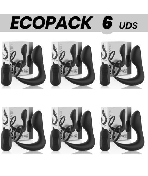 ECOPACK 6 UDS - BLACKandSILVER MASAJEADOR ANAL CONTROL REMOTO SILICONA RECARGABLE NEGRO