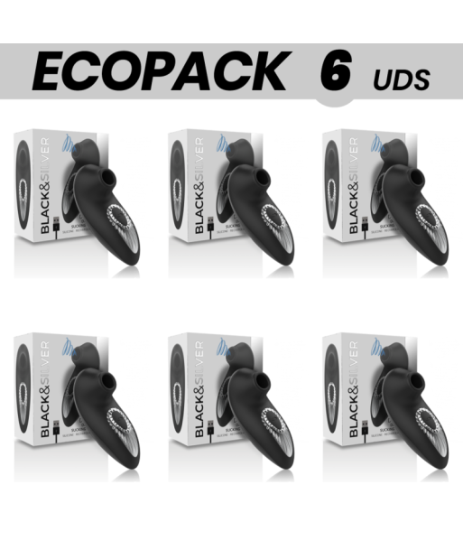 ECOPACK 6 UDS - BLACKandSILVER DRAKE DELUXE SUCKING VIBE SILICONA RECARGABLE NEGRO