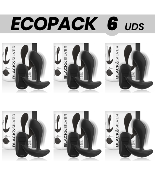 ECOPACK 6 UDS - BLACKandSILVER DWAYNE PLUG ANAL SILICONA CONTROL REMOTO