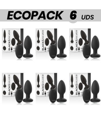 ECOPACK 6 UDS - BLACKandSILVER WELLS PLUG ANAL SILICONA CONTROL REMOTO