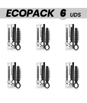 ECOPACK 6 UDS - BLACKandSILVER BOB POTENTE CADENA ANAL SILICONA