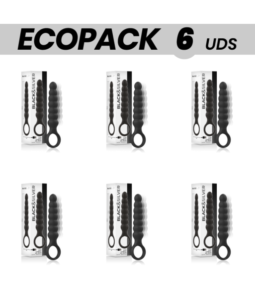 ECOPACK 6 UDS - BLACKandSILVER BOB POTENTE CADENA ANAL SILICONA