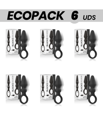 ECOPACK 6 UDS - BLACKandSILVER OZZY POTENTE PLUG ANAL SILICONA