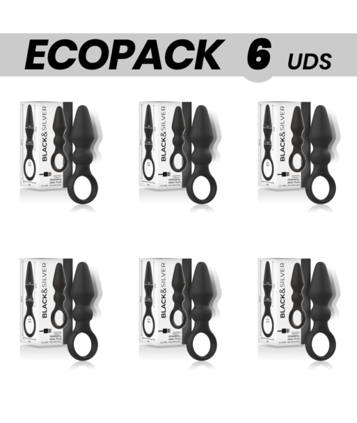 ECOPACK 6 UDS - BLACKandSILVER OZZY POTENTE PLUG ANAL SILICONA