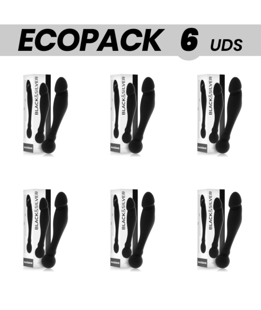 ECOPACK 6 UDS - BLACKandSILVER KARL DILDO ESTIMULADOR PUNTO G 18 CM