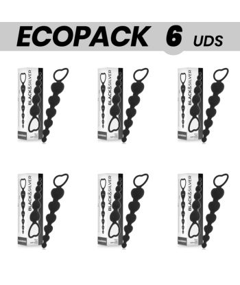 ECOPACK 6 UDS - BLACKandSILVER MILA CADENA ANAL DE CORAZONES 18 CM