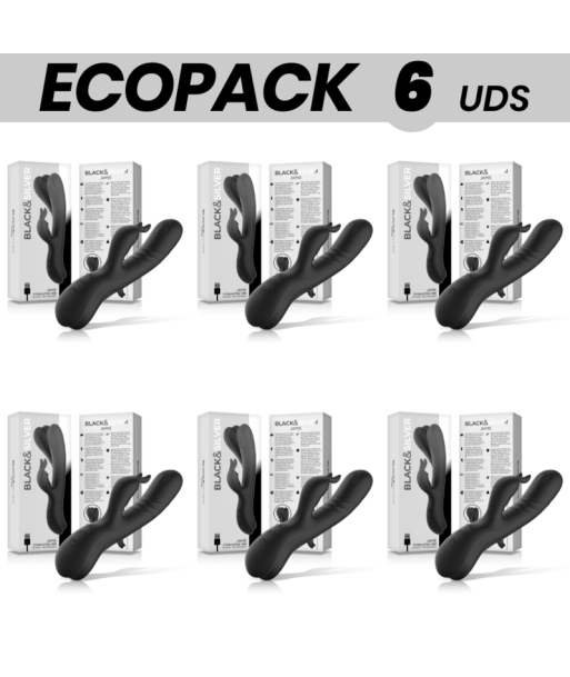 ECOPACK 6 UDS - BLACKandSILVER JAMIE VIBRADOR RABBIT EFECTO WAVE