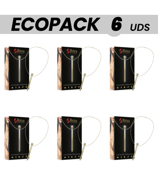 ECOPACK 6 UDS - IBIZA ESTIMULADOR DE CLITORIS DE BOLSILLO COLLAR RECARGABLE 12 MODOS DE VIBRACIÓN DORADO 12,2 X 1,4