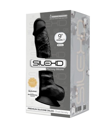 SILEXD - MODELO 1 PENE REALÍSTICO SILICONA PREMIUM SILEXPAN NEGRO 23 CM