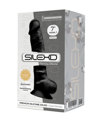 SILEXD - MODELO 1 PENE REALÍSTICO SILICONA PREMIUM SILEXPAN NEGRO 17.5 CM