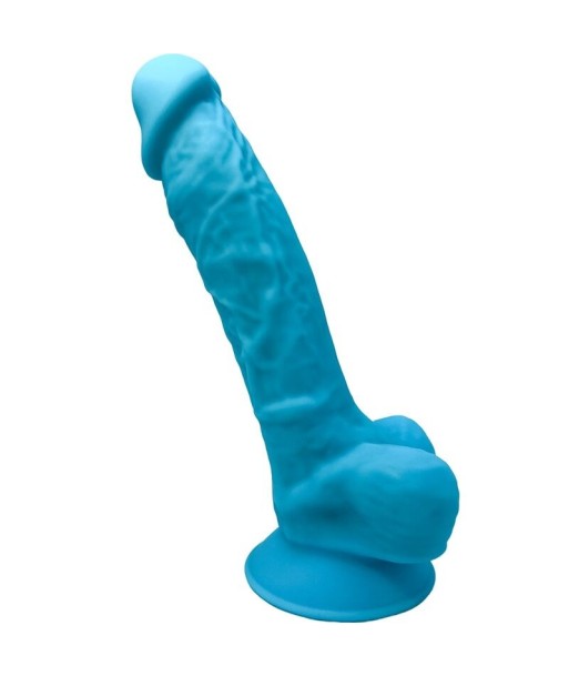 SILEXD - MODELO 1 PENE REALÍSTICO SILICONA PREMIUM SILEXPAN AZUL 17.5 CM