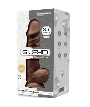 SILEXD - MODELO 1 PENE REALÍSTICO SILICONA PREMIUM SILEXPAN MARRÓN 21.5 CM