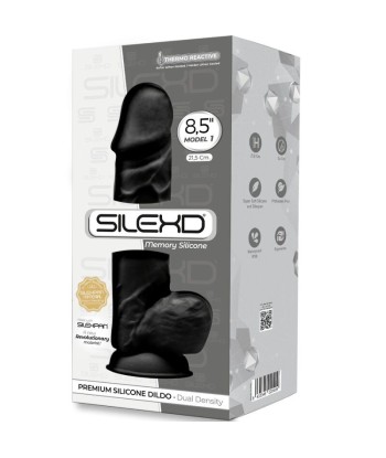 SILEXD - MODELO 1 PENE REALÍSTICO SILICONA PREMIUM SILEXPAN NEGRO 21.5 CM