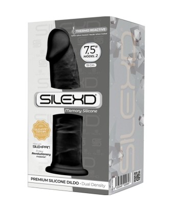 SILEXD - MODELO 2 PENE REALÍSTICO SILICONA PREMIUM SILEXPAN NEGRO 19 CM