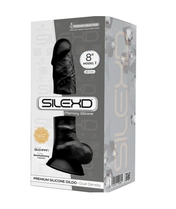 SILEXD - MODELO 1 PENE REALÍSTICO SILICONA PREMIUM SILEXPAN NEGRO 20 CM