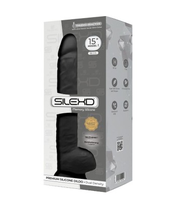 SILEXD - MODELO 1 PENE REALÍSTICO SILICONA PREMIUM SILEXPAN NEGRO 38 CM