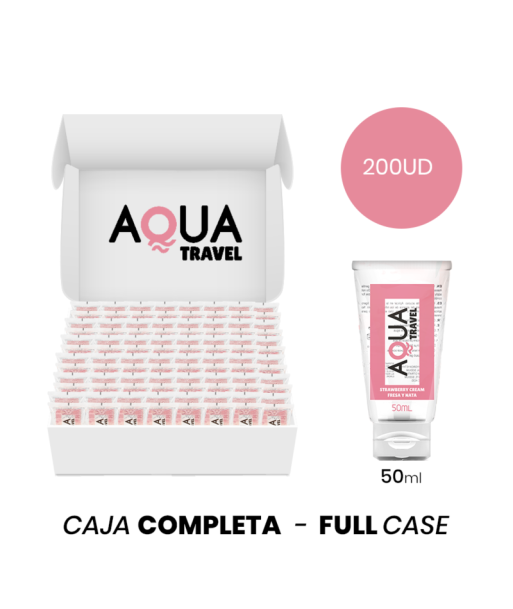 MOQ 200 - AQUA TRAVEL LUBRICANTE BASE AGUA SABOR FRESA Y NATA - 50 ML
