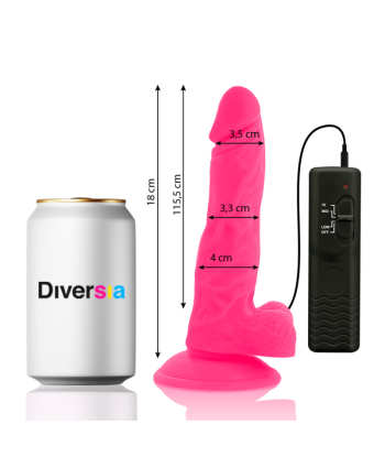 DIVERSIA - DILDO REALÍSTICO FLEXIBLE CON VIBRACIÓN ROSA 18 CM -O- 4 CM