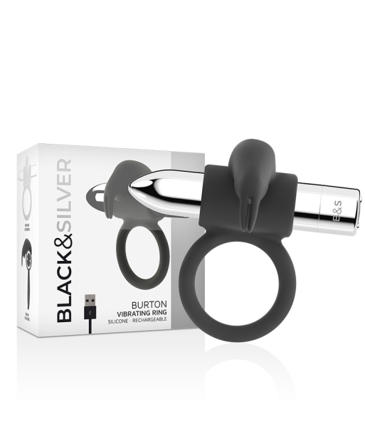 BLACKandSILVER - BURTON ANILLO RECARGABLE 10 MODOS VIBRACIÓN