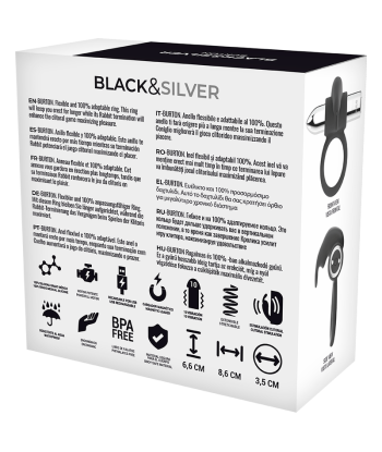 BLACKandSILVER - BURTON ANILLO RECARGABLE 10 MODOS VIBRACIÓN