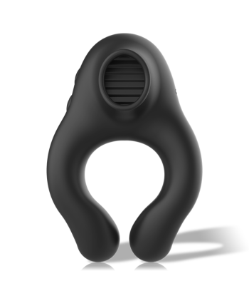 BLACKandSILVER - ANILLO VIBRADOR SILICONA 3 MOTORES RECARGABLE NEGRO