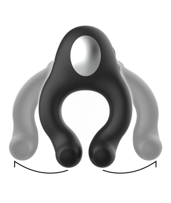 BLACKandSILVER - ANILLO VIBRADOR SILICONA 3 MOTORES RECARGABLE NEGRO